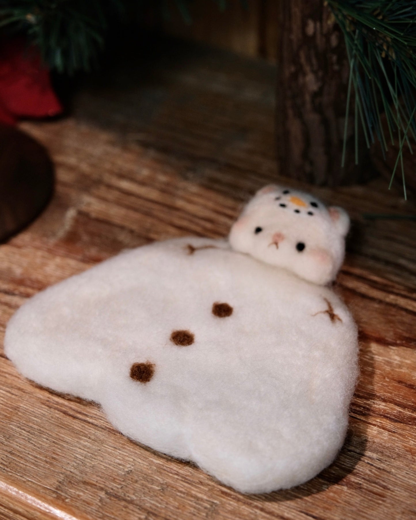 kumapurin-314 Handmade Needle-Felted Coaster (Christmas Limited)
