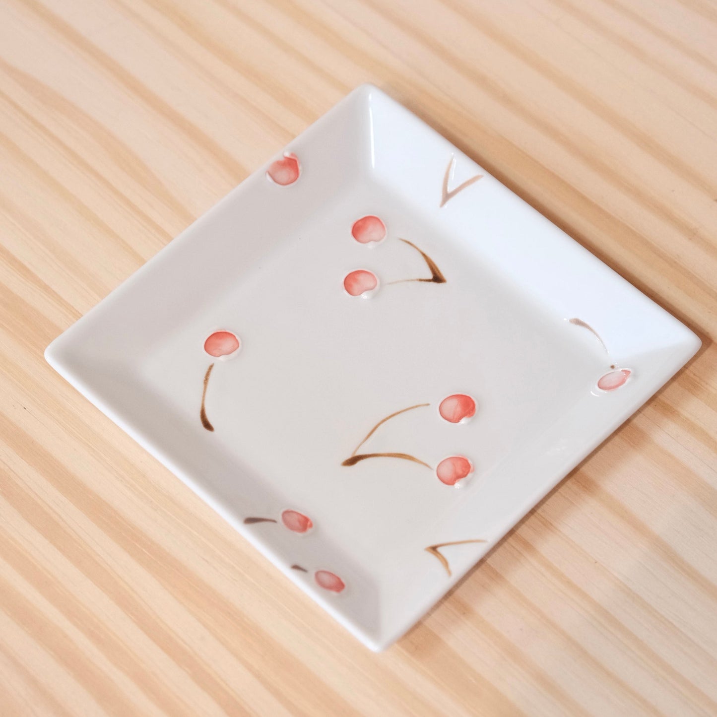 Tokushichi Gama Arita ware Fruits 5'' square dessert plate