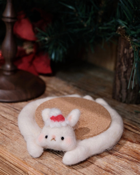 kumapurin-314 Handmade Needle-Felted Coaster (Christmas Limited)