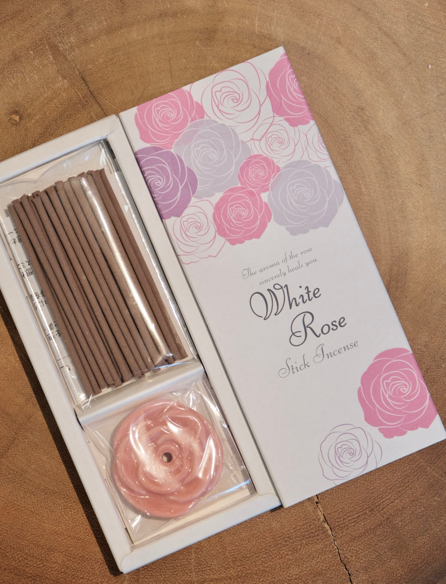 Kousaido Japan Premium Incense Sticks gift box with Rose shaped incense holders -30 sticks