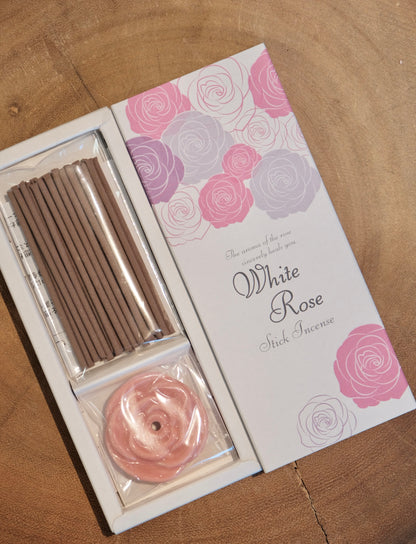 Kousaido Japan Premium Incense Sticks gift box with Rose shaped incense holders -30 sticks