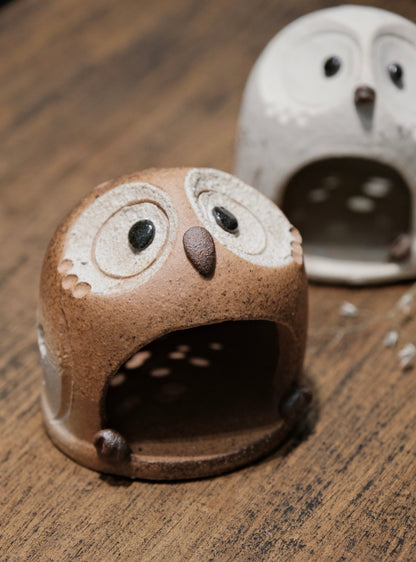 Shigaraki Yaki Owl Cone Incense Stand (Gift box)