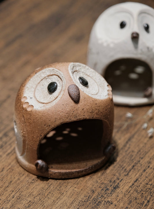 Shigaraki Yaki Owl Cone Incense Stand (Gift box)