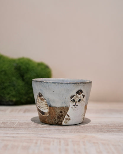 【2026 Exhibition】Acne pottery Studio handmade choko cup (Cat & chestnut cake)
