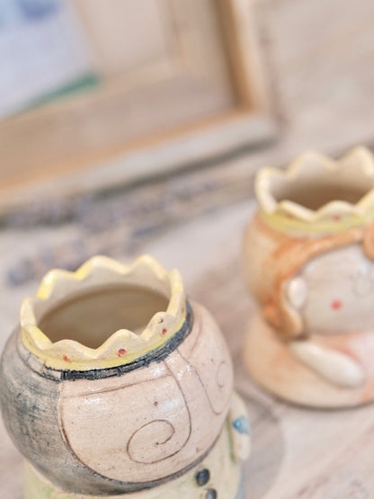 野村典子-King & Queen Ceramic Mini Planters & Figurines set