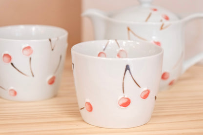 Tokushichi Gama Arita ware Fruits Selection Tea set - Cherry (Gift Box)