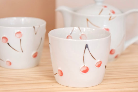 Tokushichi Gama Arita ware Fruits Selection Tea set - Cherry (Gift Box)