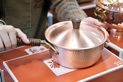 Japan Hand Made Sinkoukinzoku  Pure Copper Snow Flat Pot 18 cm