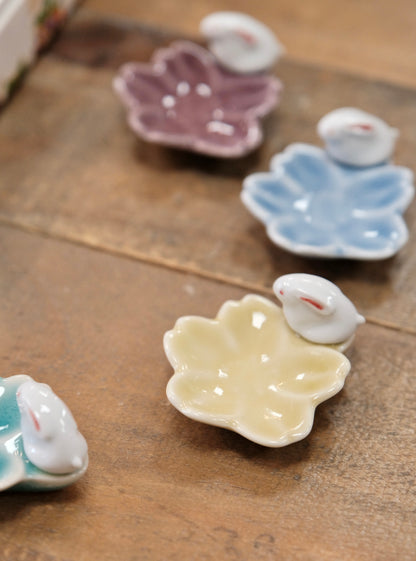 Rabbit cherry blossom chopstick rest 5pcs set