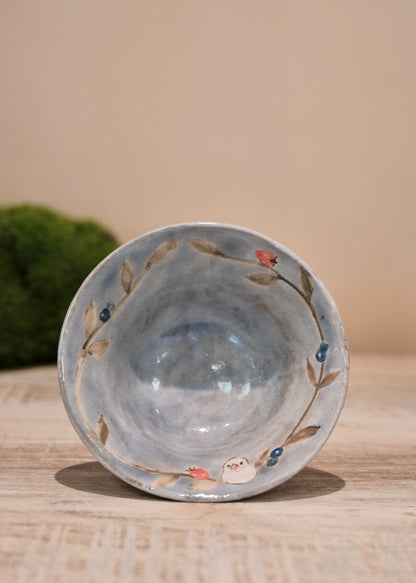 【2026 Exhibition】Acne pottery Studio handmade small goblet cup (Bird & Flower)