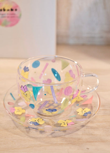 KOBAKO Hand-Painted Glass Artist Cup and Saucer #2