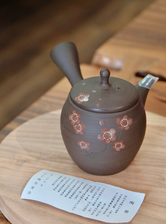 Tokoname Japan Artisan Handmade Cherry Blossom Teapot by by Gyokkosaku 玉光