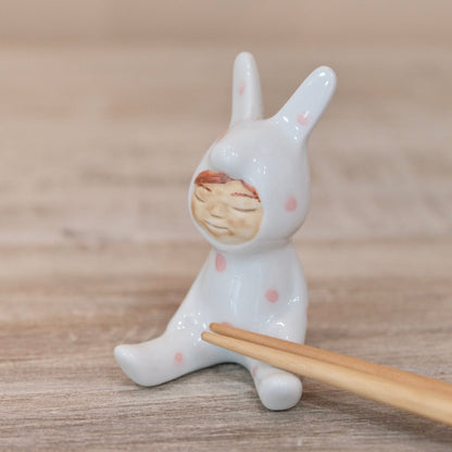 Japan Artisans 北川美宣 Handmade Playful Selection Chopstick Rest- Sitting rabbit