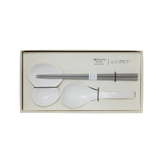 Japan made Cook Home Renge Spoon & Chopsticks Set – White