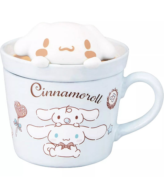 sanrio Latte Art Cinnamoroll 3D with lid Mug approx. light blue 230ml