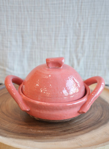 Nukut a Nabe Peach pink Thermal Shock Resistant Japanese Clay Pot
