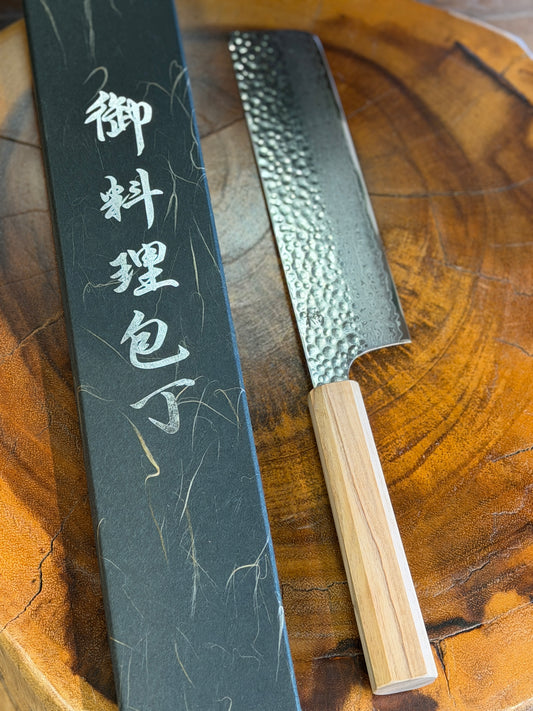 Orange Market Exclusive VG10 Damascus Hammered Japanese Chef's Nakiri Knife 180mm(7" in)