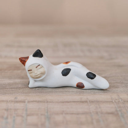 Japan Artisans 北川美宣 Handmade Playful Selection Chopstick Rest-Reclining Cat #3