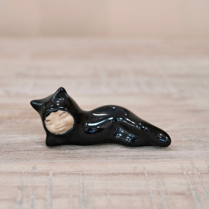 Japan Artisans 北川美宣 Handmade Playful Selection Chopstick Rest-Reclining Cat #3