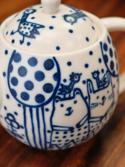 Artist-SANAE HAYASHIDA handmade Cat Large Teapot（Gift Box）