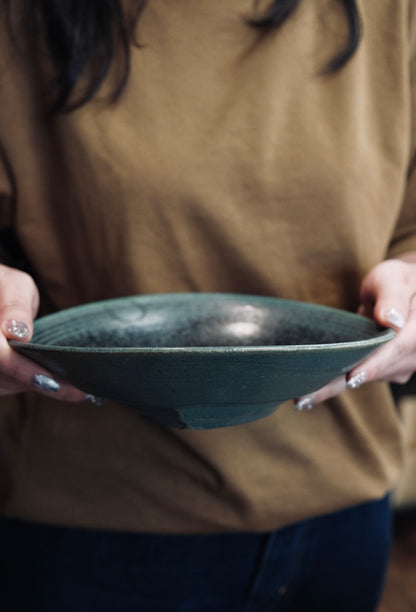 YUMITATE GAMA—山本一仁 handmade vintage ceramic Deep Plate/bowl（Green）