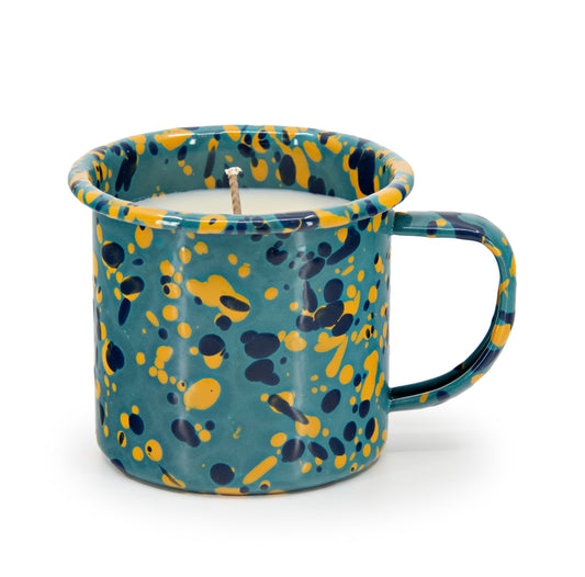 Crow Canyon Home Smashing Pumpkin Enamel Mug 9oz Soy Candle, Turquoise