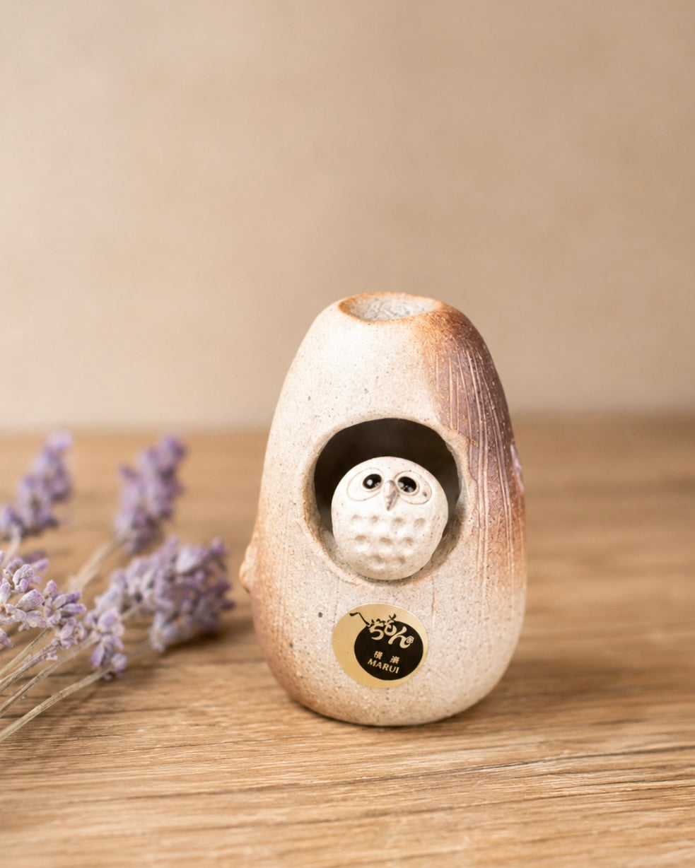 Shigaraki Yaki Owl Ceramic Flower mini vase