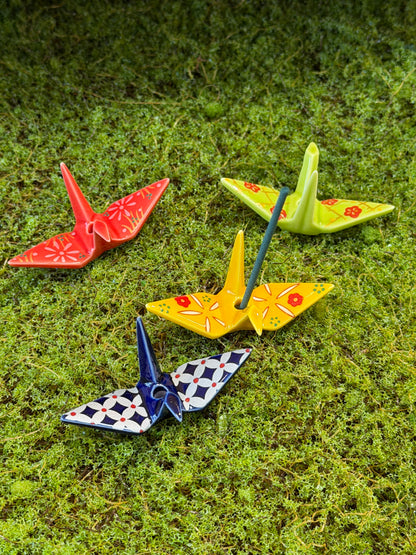 Kousaido Ceramic handmade Origami Crane Bird Incense holder