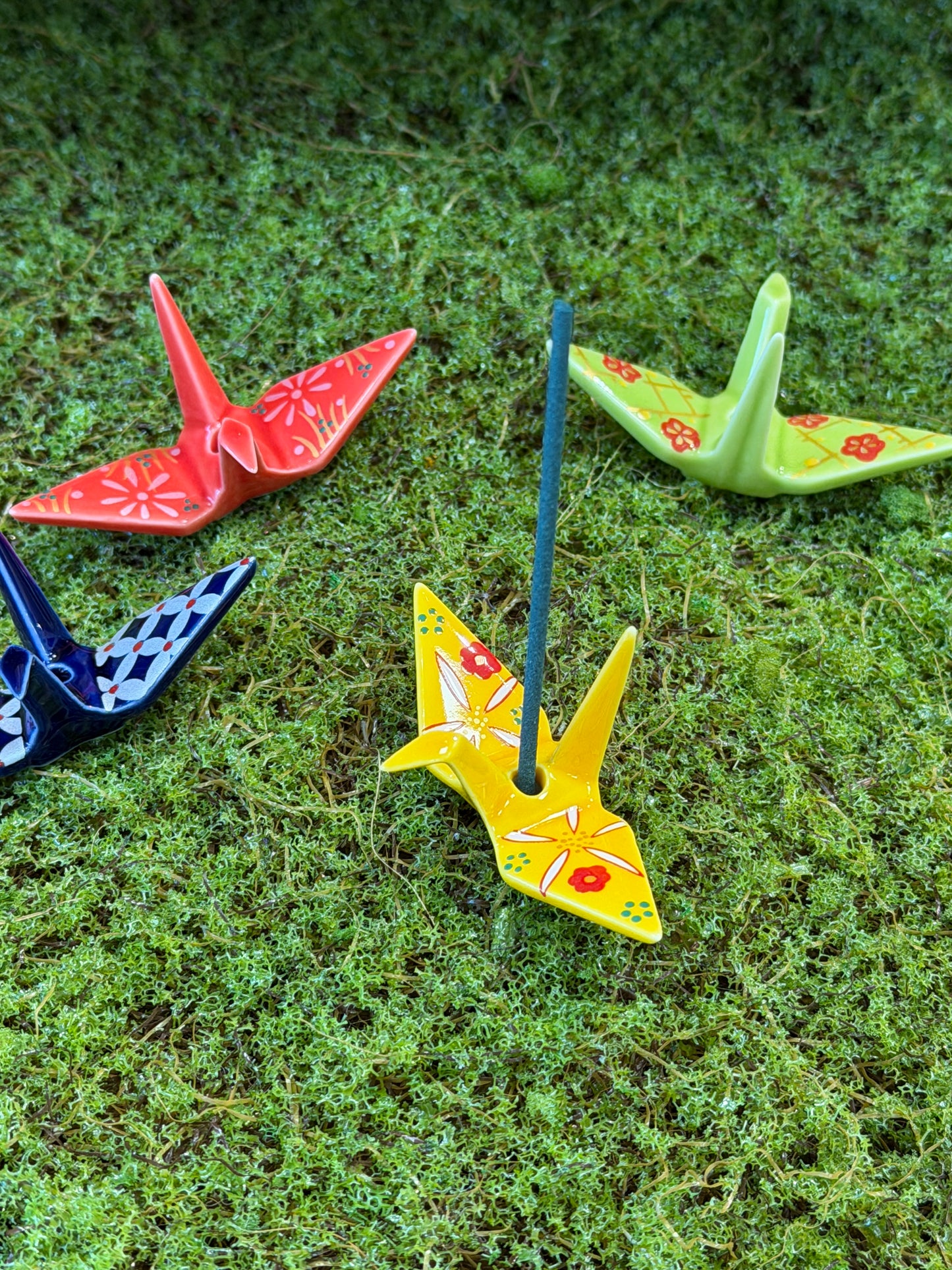 Kousaido Ceramic handmade Origami Crane Bird Incense holder