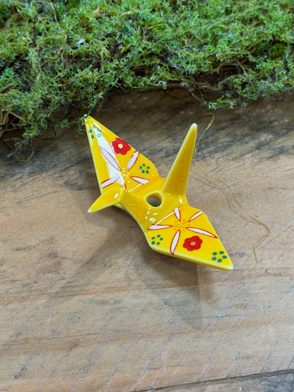 Kousaido Ceramic handmade Origami Crane Bird Incense holder