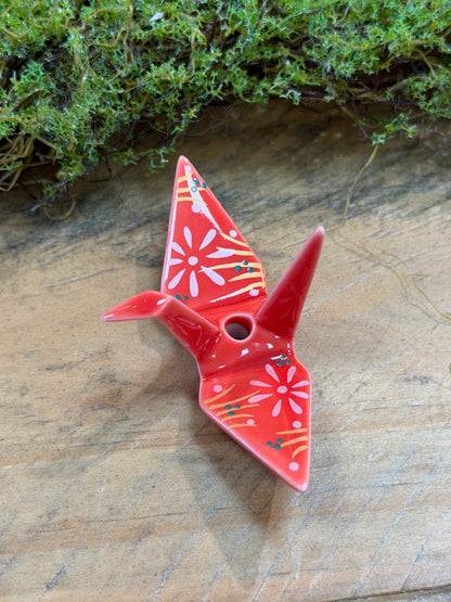 Kousaido Ceramic handmade Origami Crane Bird Incense holder