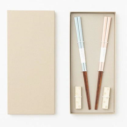 Natural Day chopsticks Gift Set with polka dot chopstick rests