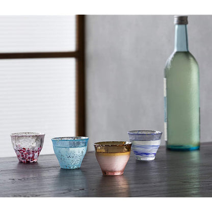 Japan Hand Made Tsugaru Vidoro Aderia Sake cup Glass (Gift Box)