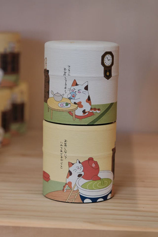 Japan Made Tea Caddy with printed washi paper
