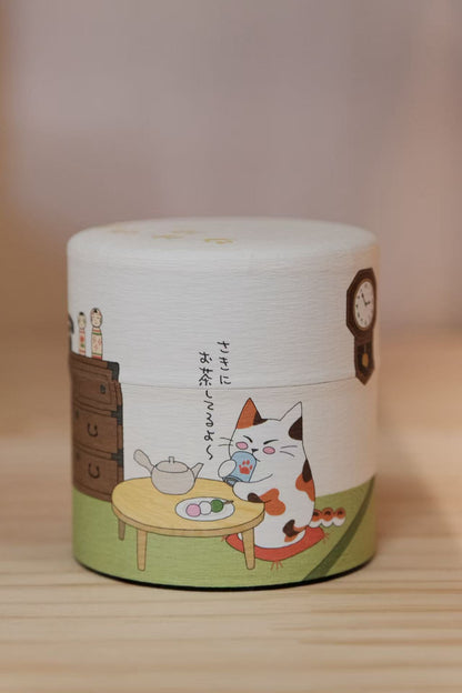 Japan Made Tea Caddy with printed washi paper