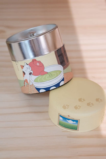 Japan Made Tea Caddy with printed washi paper
