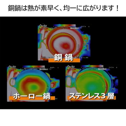 Japan Hand Made Sinkoukinzoku  Pure Copper Snow Flat Pot 18 cm