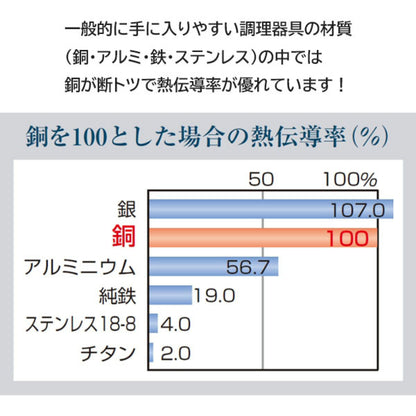 Japan Hand Made Sinkoukinzoku  Pure Copper Snow Flat Pot 18 cm