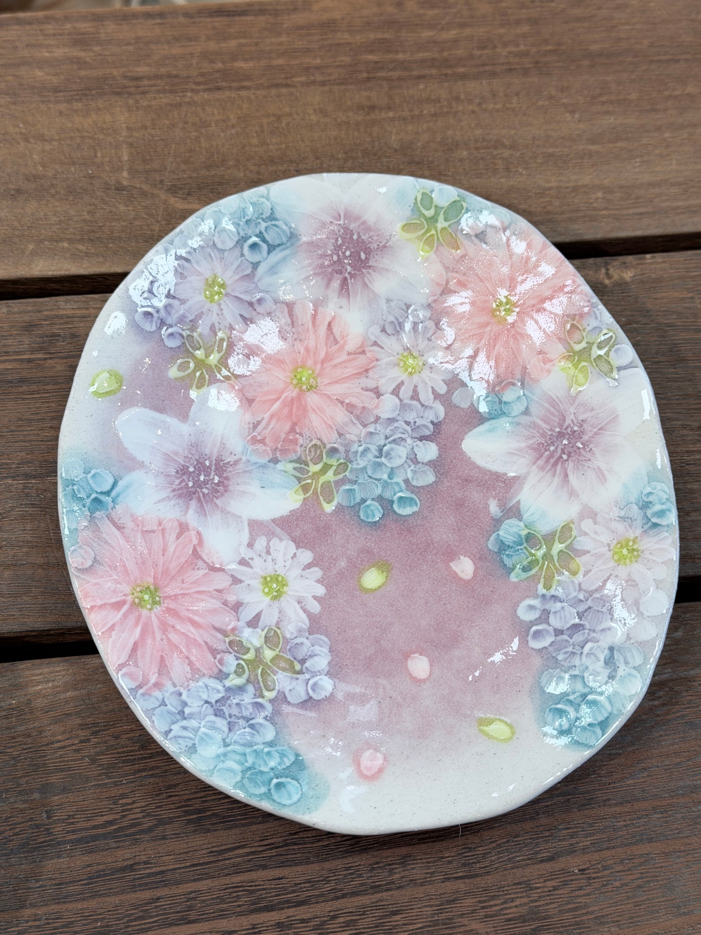 YUZURIHA FLOWER HANDMADE CERAMIC FLOWER Cake plate