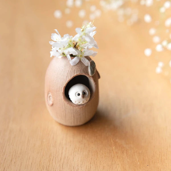 Shigaraki ware Handmade mini Owl Vase (Gift Box)