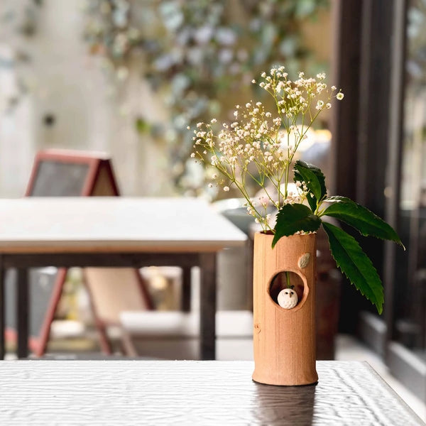 Shigaraki ware Handmade Owl Vase (Gift Box)