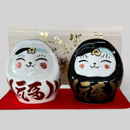 Yudachi Gama Handcraft Lucky FUKUDARUMA Sankichi pair set (Wooden Gift Box)