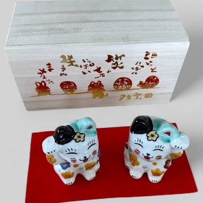 Yudachi Gama Handcraft Lucky Shofuku Sankichi Pair set (Wooden Gift Box)