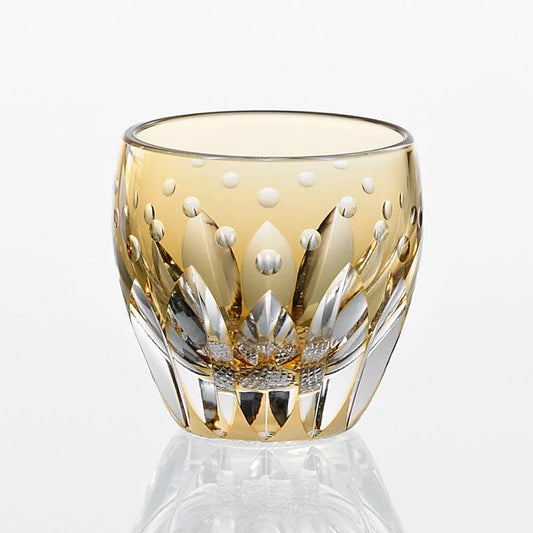 [SAKE CUP] Sake Cup Sunflower By SATOSHI NABETANI Master Of Traditional Crafts | EDO KIRIKO | KAGAMI CRYSTAL