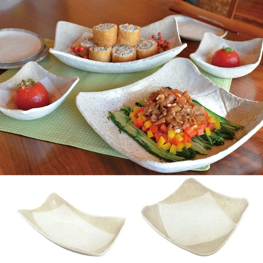 SHIROKARATSU Mino Ware Ceramic Long Rectangle Serving Plate