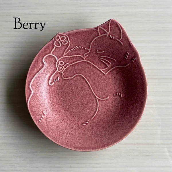 Japan Mino ware Miau Cat Shape Plate