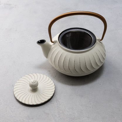 IWACHU Nambu Tekki Cast Iron 650ml White Waves Teapot （Gift Box）