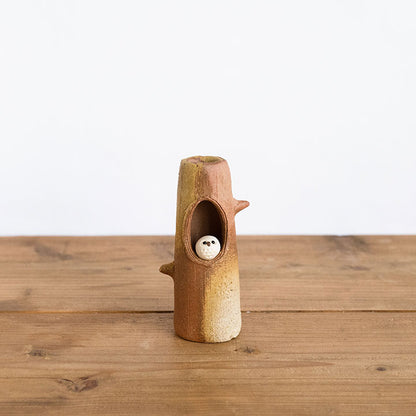 Shigaraki ware Handmade Owl Vase#2 (Gift Box)