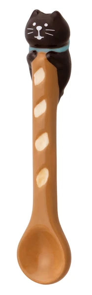 Concombre Japan Baguette spoon, dark brown cat