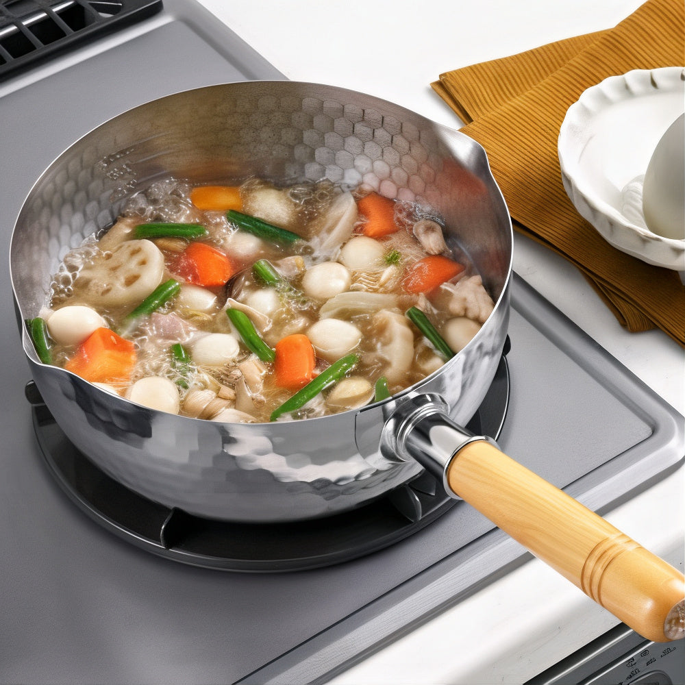 Japan Tsubame Shimomura Stainless Yukiriha Pot 20cm 41641 Hammered